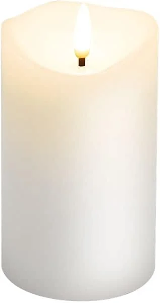 goobay Vela LED de cera real blanca, 7, 5x12, 5cm, luz cálida (2700K), con mecha 3D, decoración con estilo, iluminación segura y elegante, temporizador de 6h, a pilas, 77775 — Cena a la luz de velas