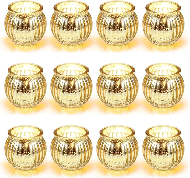 Visita la tienda de Hejo Hejo Portavelas Cristal, Tipo Calabaza Portavelas Decoracion, 12 Piezas — Adviento y mesa
