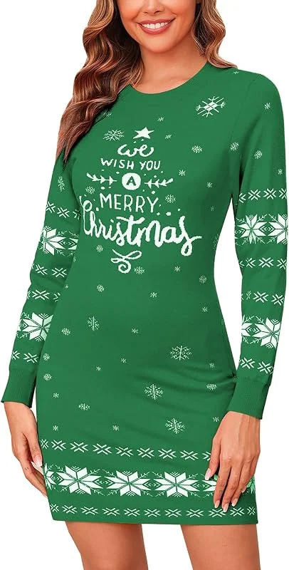 Visita la tienda de Gyabnw Gyabnw Vestido Suéter Manga Larga para Mujer Ropa Navideña Vestido Cálido Invierno — Ropa Navidad