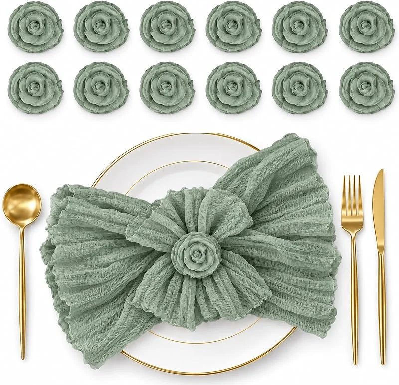 Kinesgsg 12 Piezas Servilletas de Gasa Verde Salvia, 50 x 50 cm — Hogar y cocina