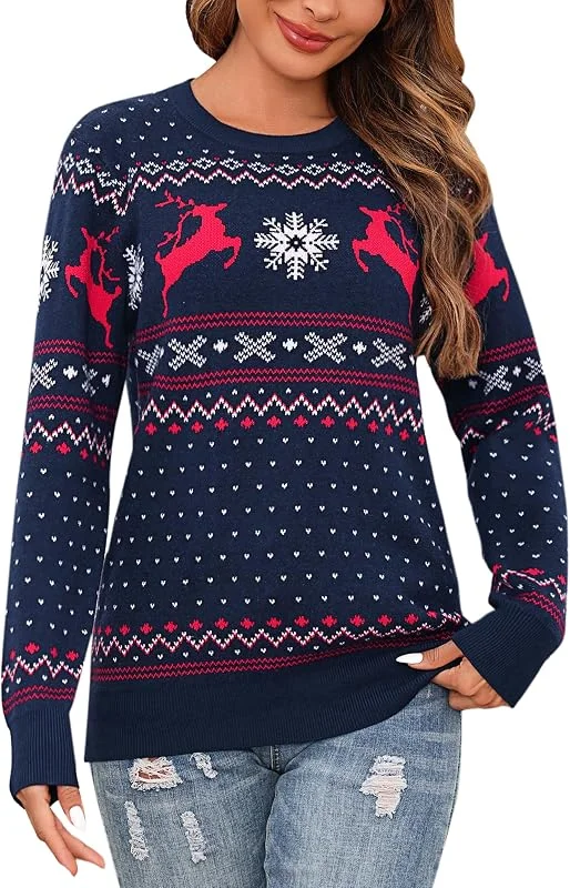 Visita la tienda de Bresdk Bresdk Jersey de Navidad Mujer Invierno Sueter de Punto Manga Larga Jerseys — Ropa Navidad