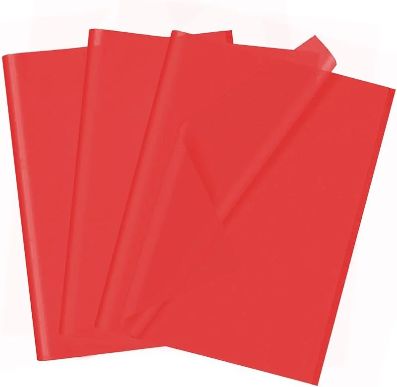 HJYODY 50 hojas de papel de seda rojo, 70 x 50 cm, papel de seda para envolver regalos, para Navidad, flores, manualidades, bricolaje, cumpleaños, boda, regalo, decoración — Envoltorio regalo