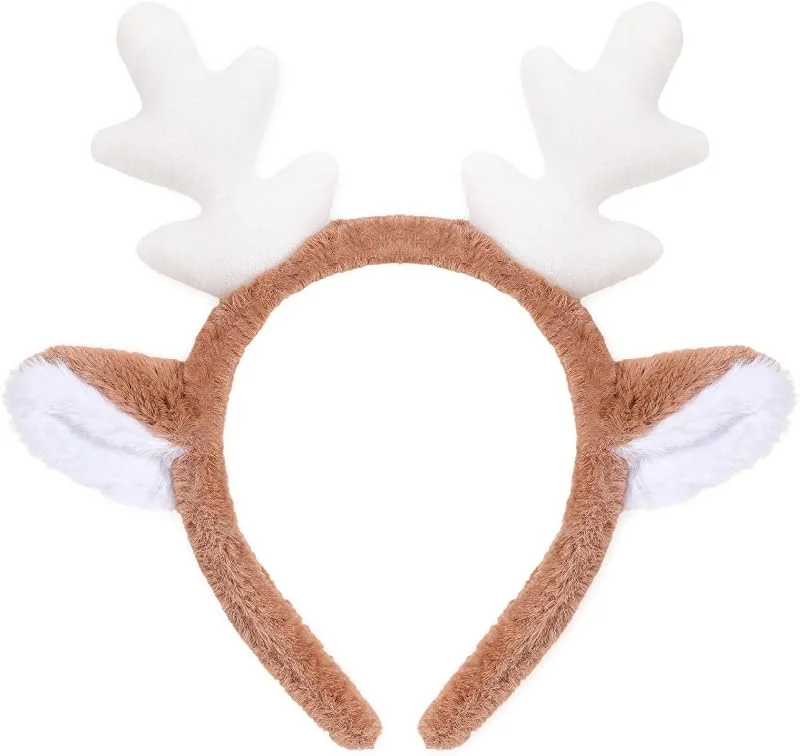 Prasacco Diadema con cuernos de reno, adorno de cabeza con cuernos de reno, cinta de pelo con cuernos de reno, orejeras de reno, diadema de cabeza con cuernos de ciervo, cinta de pelo de ciervo, diademas de — Ropa Navidad