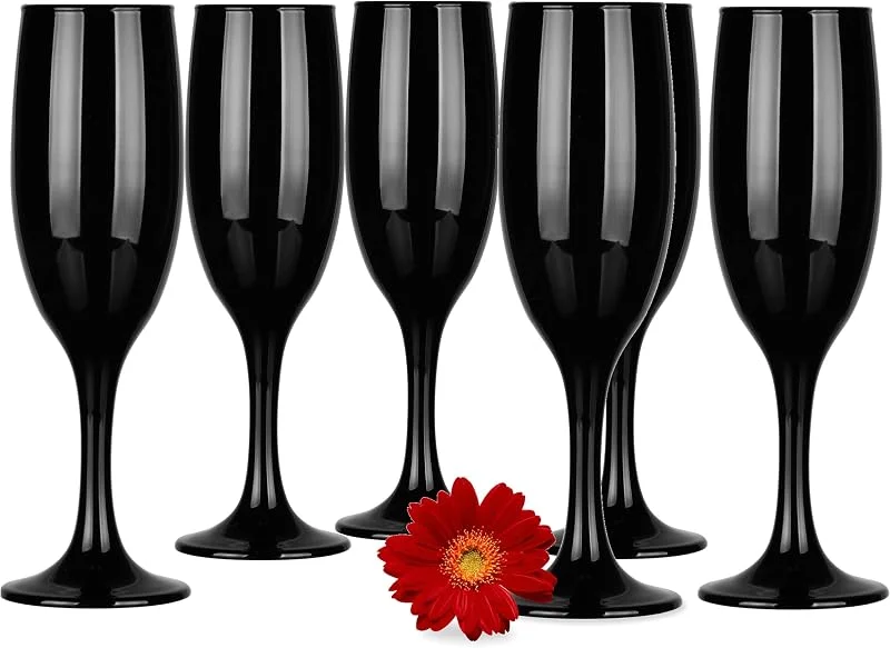 Visita la tienda de Glasmark KROSNO 1992 Glasmark KROSNO 1992 Juego De 6 Copas De Champán Prosecco En Vidrio Flautas de Champán Altas 150 ml Resistentes Nero — Vino y mesa festiva