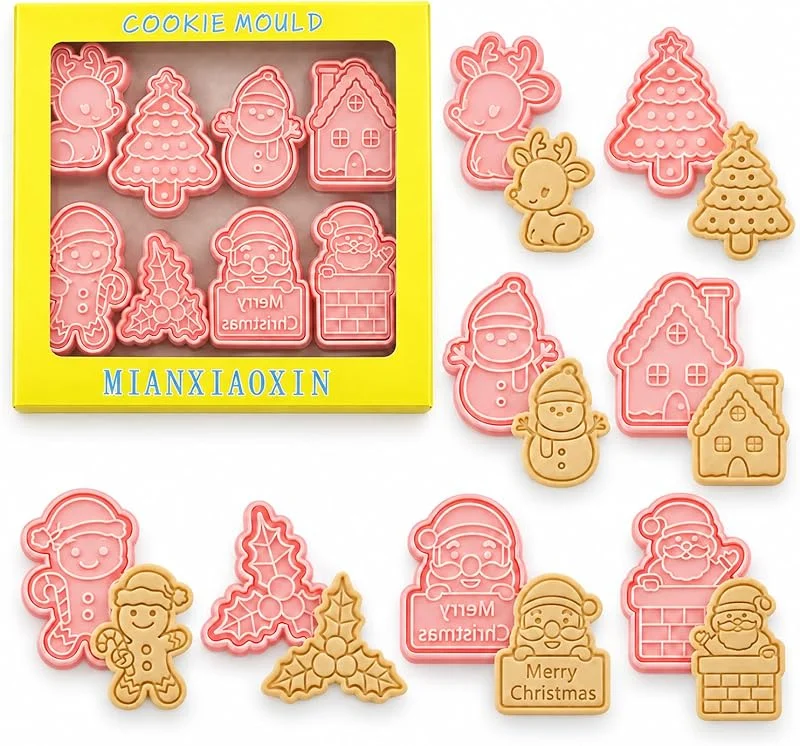 HIVTE Pack de 8 Moldes Galletas Navidad, Acero Inoxidable, Muñeco Nieve — Hogar y cocina