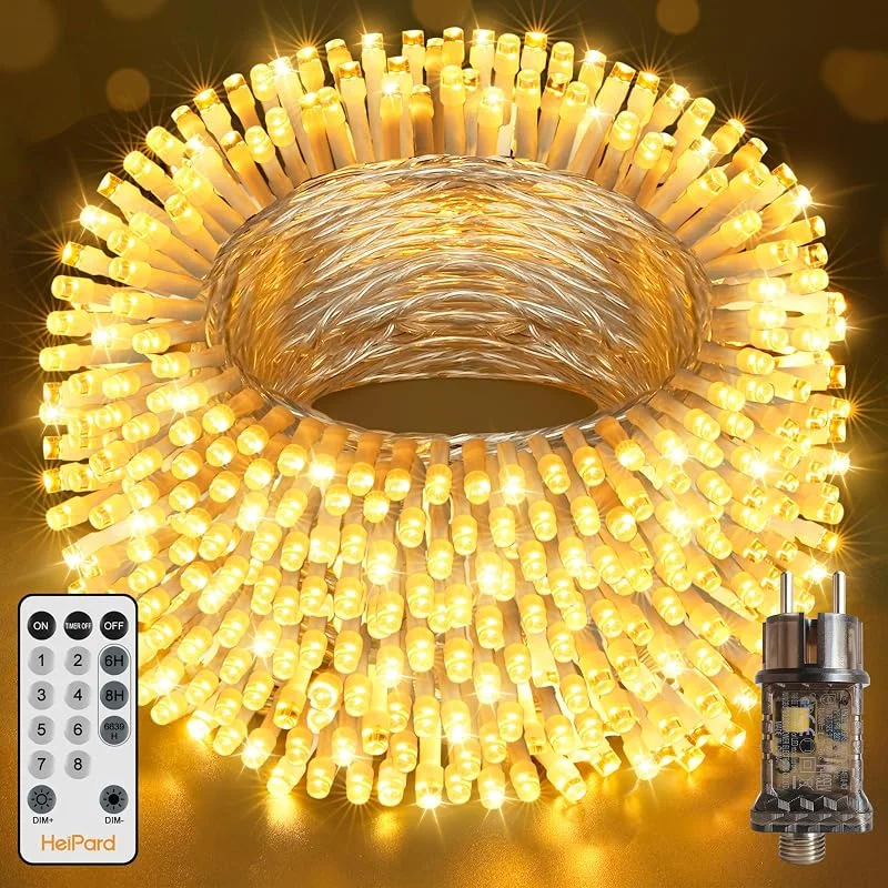 HeiPard Guirnalda Luces Exterior 500 LED 50 m Blanco Cálido Navidad — Luces Navidad