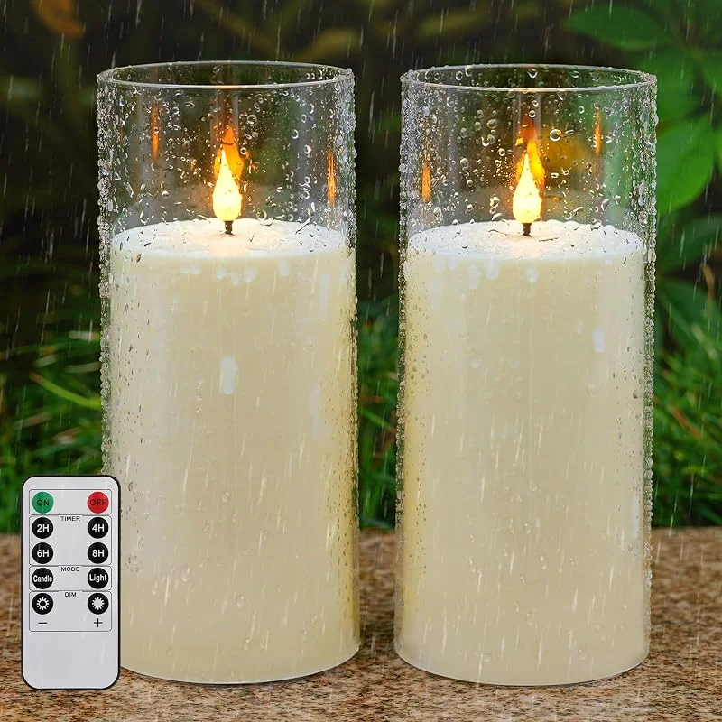 yunsheng 2 velas sin llama impermeables para exteriores con mando a — Cena a la luz de velas