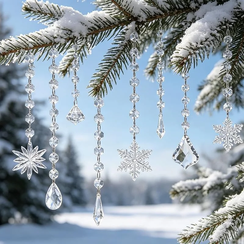 Qanye 30 PCS acrílico árbol de Navidad colgante, copos de nieve, carámbanos y — Decoracion Navidad
