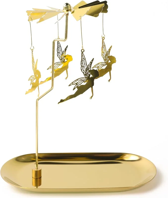 Visita la tienda de Ligtmor Portavelas Giratorio con Bandeja, decoración de Mesa navideña, candelabro Dorado para San Valentín, Boda, Fiesta, decoración de Mesa, decoración de Chimenea — Adviento y mesa