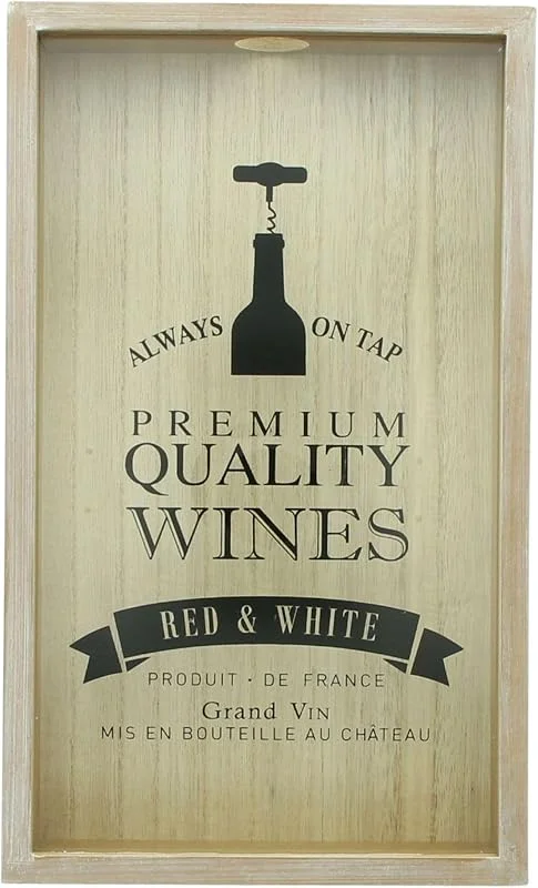 FRANK FLECHTWAREN Colector de corcho para vino, MDF, cristal, tamaño: 21 x 5 x 35 cm — Vino y mesa festiva