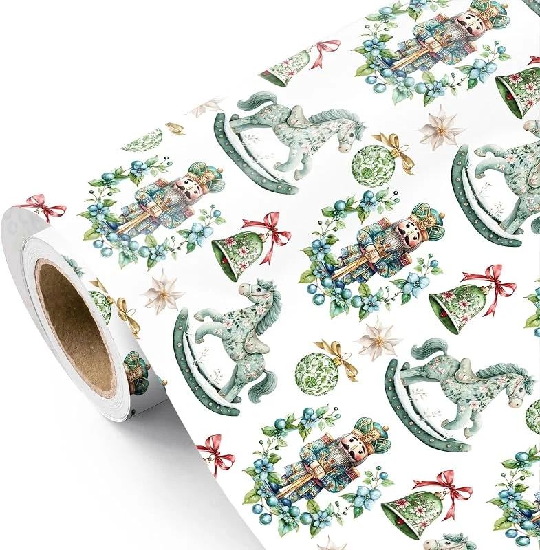 Visita la tienda de RUSPEPA RUSPEPA Rollo De Papel De Regalo Kraft Navideño - 43, 2 Cm X 3 M Por Rollo, Total De 3 Rollos - Muñeco De Nieve Azul Y Copo De Nieve — Envoltorio regalo