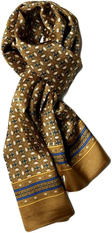 UK_Stone Pañuelo para hombre 100% seda bufanda vintage patrón bufanda de seda bufanda para hombre — Ropa Navidad