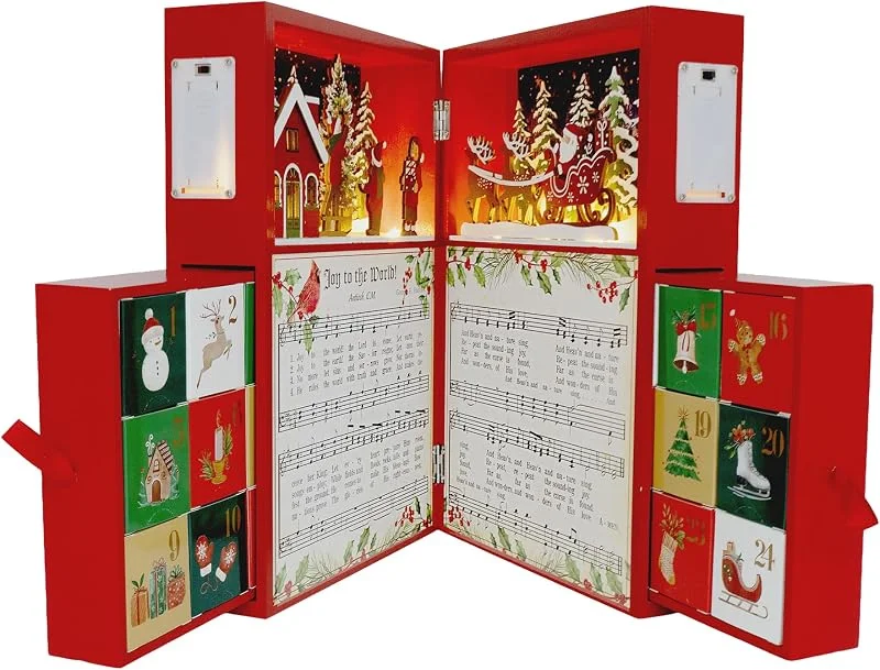 PE Calendario de Adviento de Navidad de madera con pueblo LED y 24 cajones — Decoracion Navidad