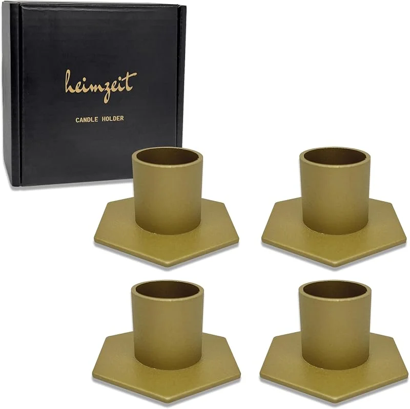 Visita la tienda de heimzeit Portavelas de Metal Ø25 mm, 4 Unidades Hexagonal, en Oro — Adviento y mesa
