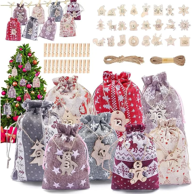 Xecamuvila Calendario de Adviento para rellenar, set navideño con accesorios — Adviento y mesa