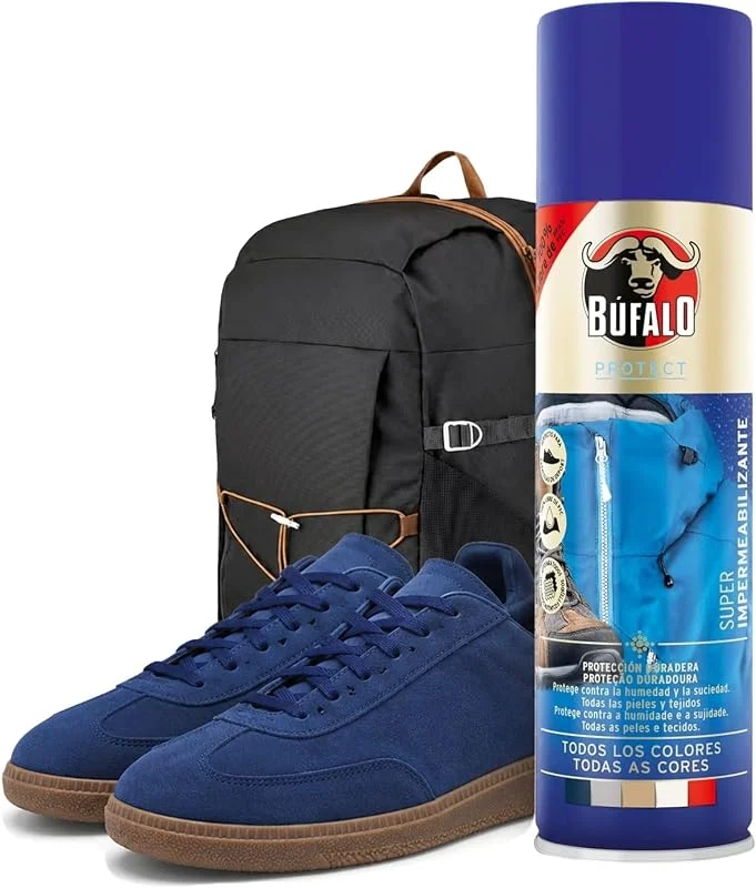 Visita la tienda de Bufalo Búfalo - Spray Impermeabilizante Calzado 250ml - Spray Protector Zapatillas Transparente- 100% Repelente al Agua y a la Suciedad, Para Zapatos de Tela, Cuero y Textiles, Protector de Ante y Nobuk — Ropa Navidad