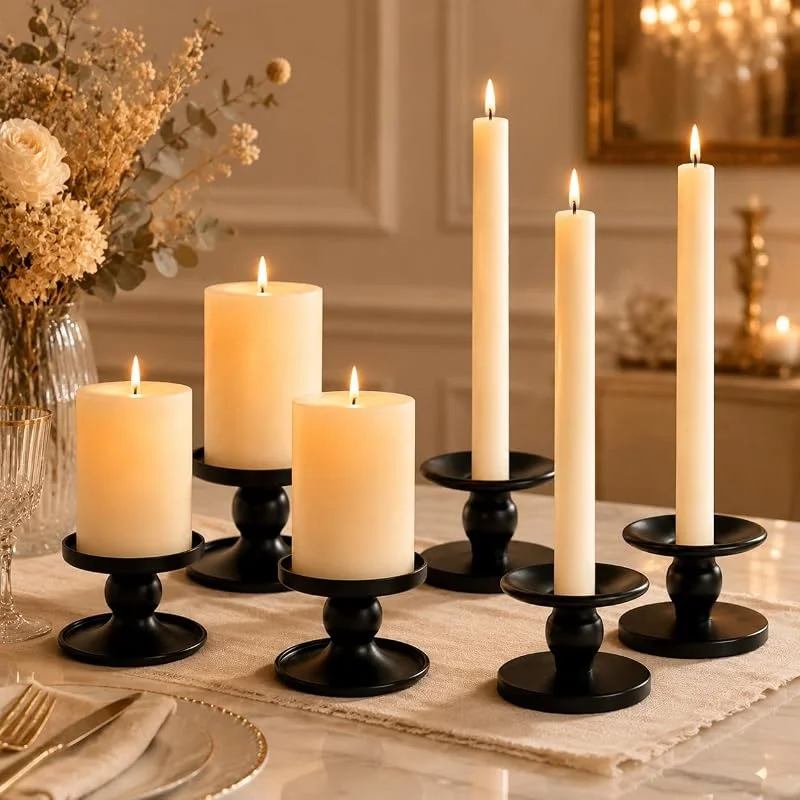 GOSHIES 6 portavelas de metal, color negro — Cena a la luz de velas