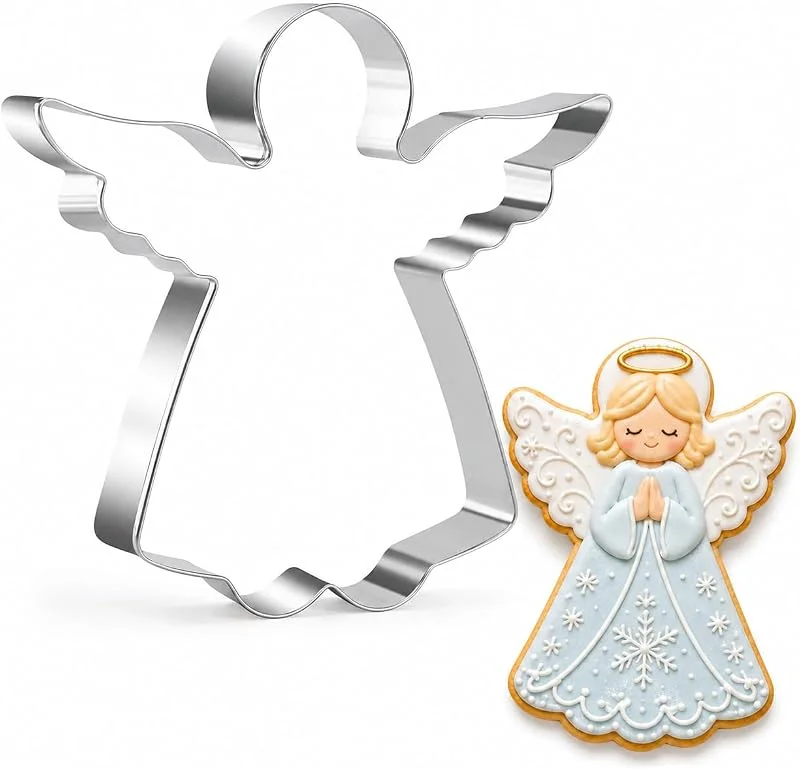 Keepatyart Keepaty Cortador de galletas de ángel de acero inoxidable de 4.3 pulgadas, moldes de galletas navideñas para hornear Navidad — Hogar y cocina