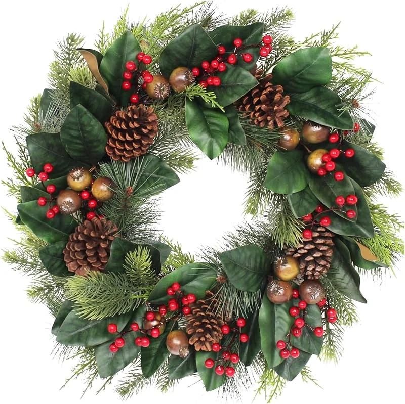 Zavothy Corona de Navidad Artificial Puerta 50 cm – Corona de Adviento — Decoracion Navidad