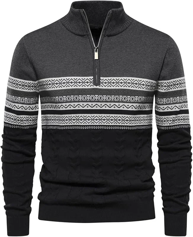 Visita la tienda de Genfien Genfien Jersey para Hombre Cuello Alto con Cremallera 100% algodón — Ropa Navidad