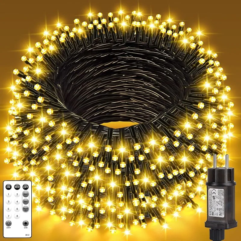 LBSTP Luces Navidad Exterior Árbol LED - Guirnalda 25M 250 LED Blanco Cálido