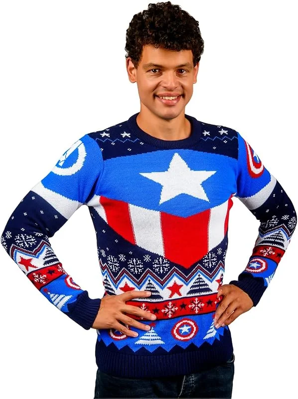 Merchoid Jersey de Punto Oficial de Marvel Capitán América — Ropa Navidad