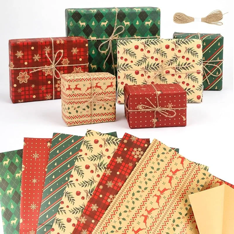 Svalor 6 hojas de papel de regalo de Navidad, 70 x 50 cm — Envoltorio regalo