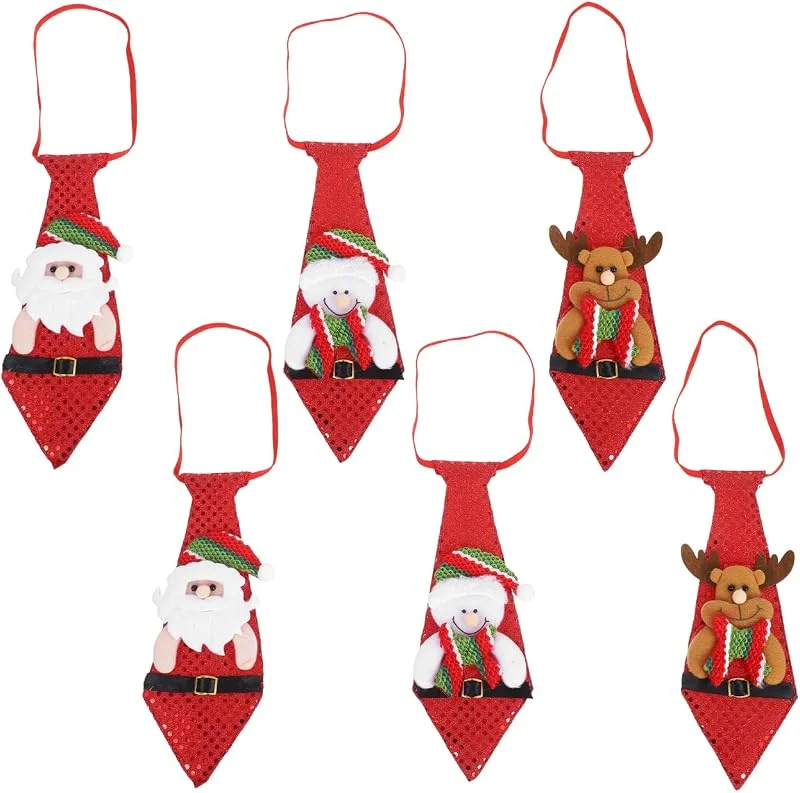 Holibanna 6 Piezas Corbatas Navideñas Creativas Para Ropa Con Corbata Roja Con DecoracióN Navideña Decoraciones 40X10X0.5CM — Ropa Navidad