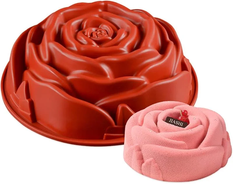 JasCherry Forma de Rosa Moldes de Silicone - Premium Antiadherente Moldes para Tartas, Repostería, Bizcocho, Gelatina Grande, Pan #7 — Hogar y cocina