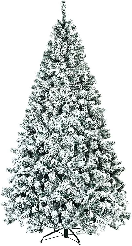 Visita la tienda de COSTWAY COSTWAY Arbol de Navidad Nevado 225 cm, Arbol de Navidad con Nieve, Agujas de PVC de 1010 Puntas, Arvore de Natal Verde Hogar Fiesta Interior(Altura 225cm) — Decoracion Navidad