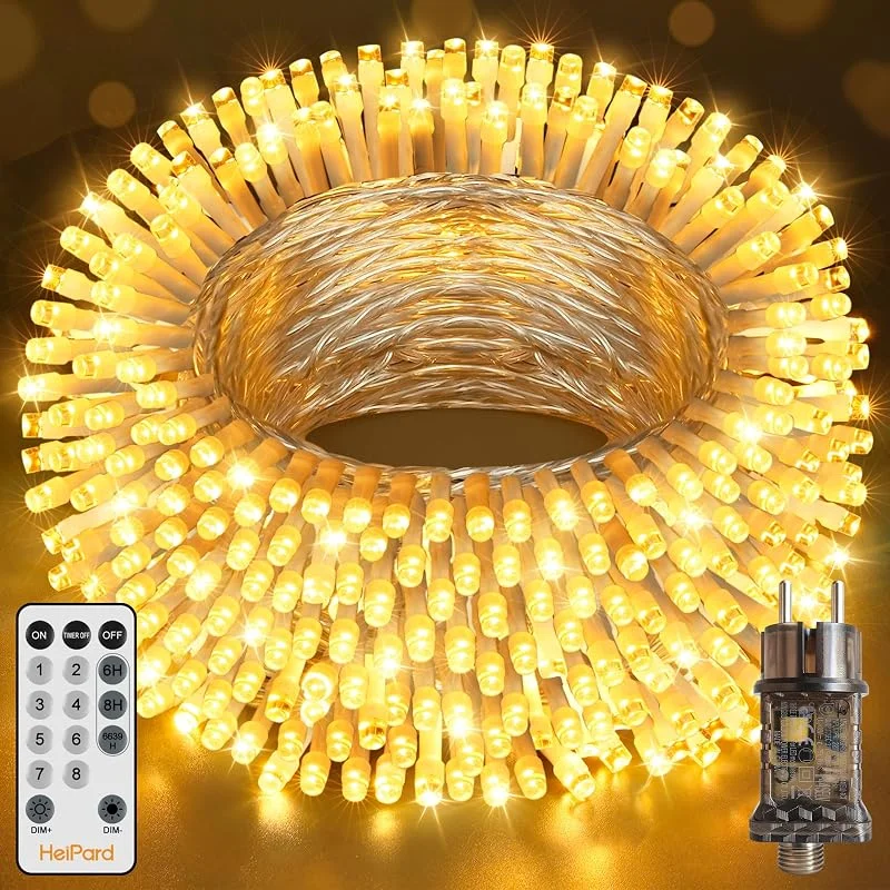HeiPard Guirnalda Luces Exterior 300 LED 30 m Blanco Cálido Navidad — Luces Navidad
