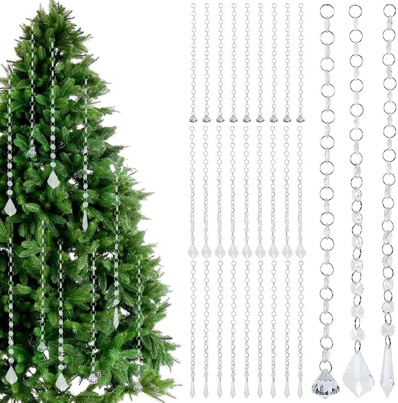 ORIGACH 30 guirnaldas de cristal acrílico transparente de 37 cm de largo, para colgar en candelabros de cristal, cortina, carámbanos, gotas, adornos para bodas, fiestas de compromiso, árbol (3 estilos — Decoracion Navidad