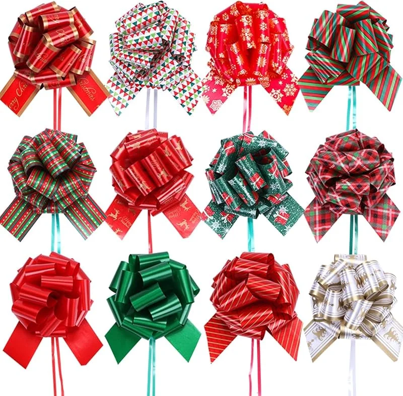 PintreeLand Lazos de regalo grandes de Navidad de 40 mm, 12 unidades para envolver decoraciones de Navidad, floristería — Envoltorio regalo