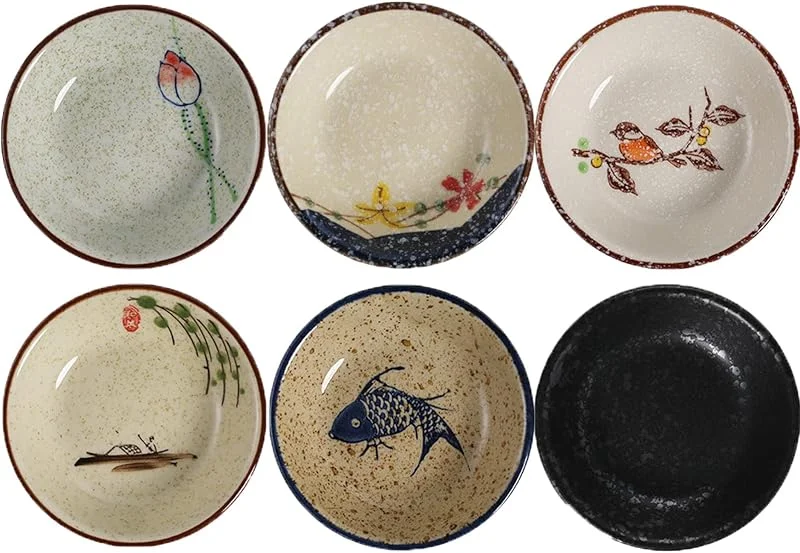 TuYines Cuencos Aperitivos, Cuencos para Salsa, Servier Set 6Pcs, Cuencos para Sushi, Cuencos de porcelana para Salsas de Soja, Aperitivos, Condimentos, Frutos Secos, Snacks — Adviento y mesa