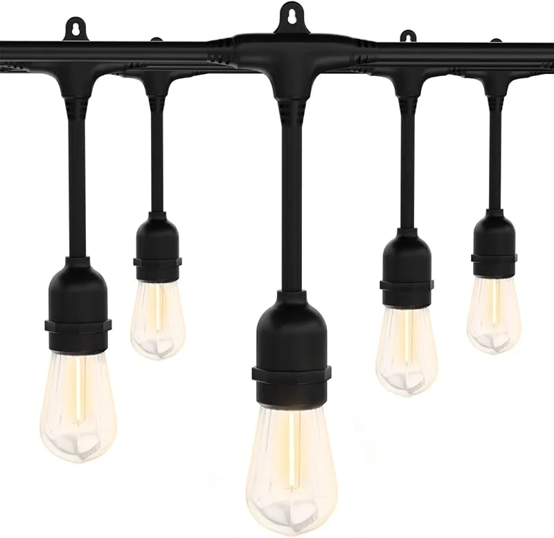 Ankey S14 Guirnalda Luces Exterior 10M, Cadena de Luces con 10+1 E27 LED Bombillas, IP65 Impermeable, Blanco Cálido Guirnaldas Luminosas Decoración para Jardín Partido Navidad — Luces Navidad