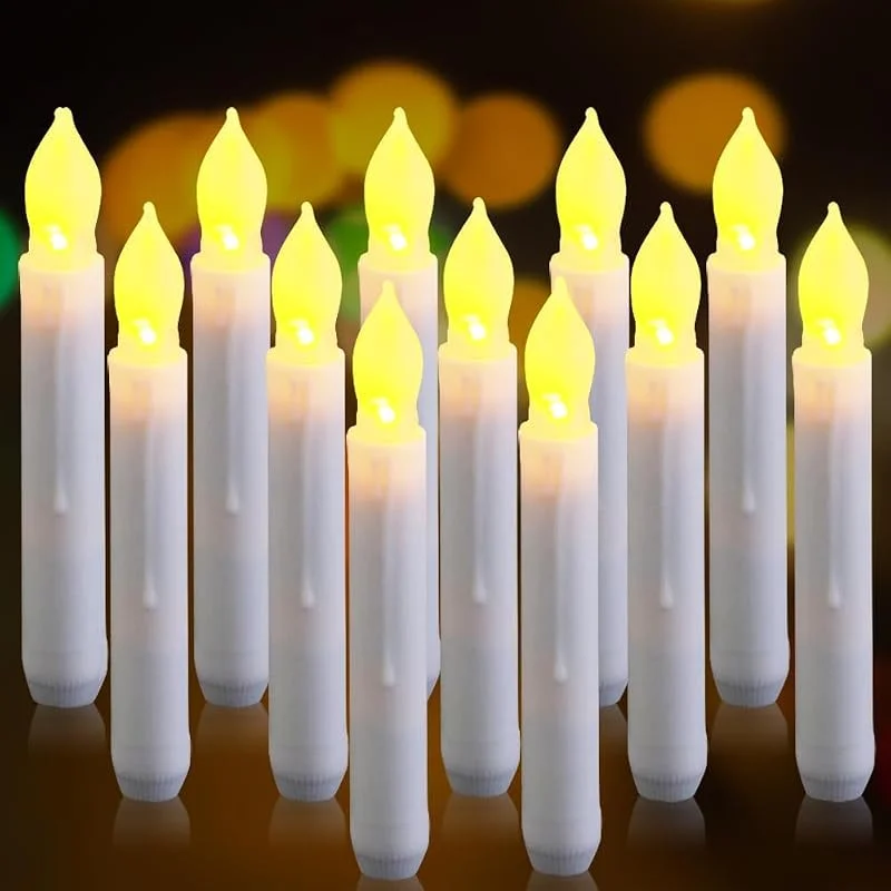 Visita la tienda de Aoreun Luz de vela LED, 12pcs Vela Cónica LED Sin Llama, Velas de Luz LED Largos, vela led pilas, para San Valentín, Cumpleaños, Fiestas, Navidad, Halloween, Decoración - Luz Blanca Cálida — Cena a la luz de velas