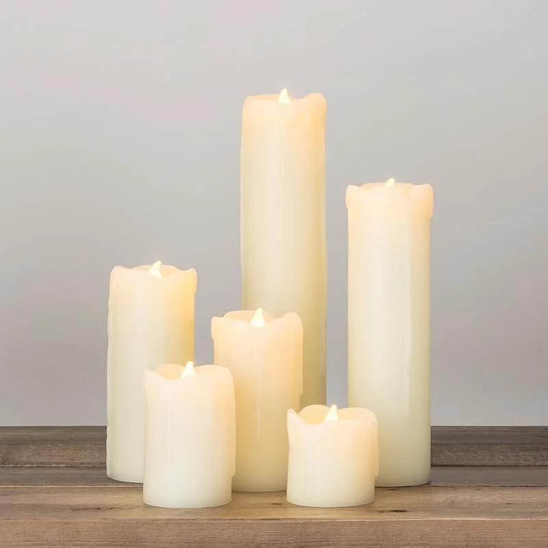 Visita la tienda de Lights4fun Lights4fun Conjunto de 6 Velas Sin Llama a LED Ámbar a Pilas en Cera Real de Marfil Decoración para Interiores — Cena a la luz de velas