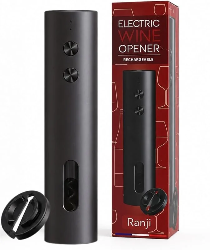 Visita la tienda de Ranji Ranji - Sacacorchos Eléctrico Recargable USB-C, Abrebotellas Eléctrico Vino Automático con Cortacápsulas, Abridor de Vino Eléctrico Profesional, Accesorios para el Vino, Regalo Amantes del Vino — Vino y mesa festiva