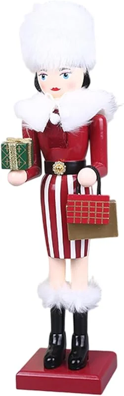 Hbbgdiy Cascanueces Decoración navideña Cascanueces navideños de Madera con Caja de Regalo, decoración Festiva de Mesa y Estante, Adorno navideño Tradicional para del hogar, Figura Pintada a — Decoracion Navidad