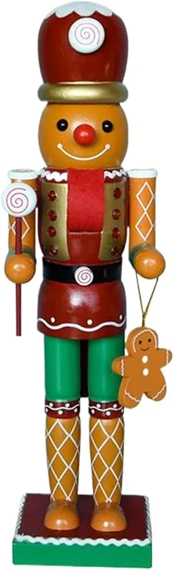 Nukinp Cascanueces Decoración navideña Figura de Cascanueces de Madera de 14 Pulgadas, Adornos Festivos de Hombre de Jengibre navideño para decoración navideña — Decoracion Navidad