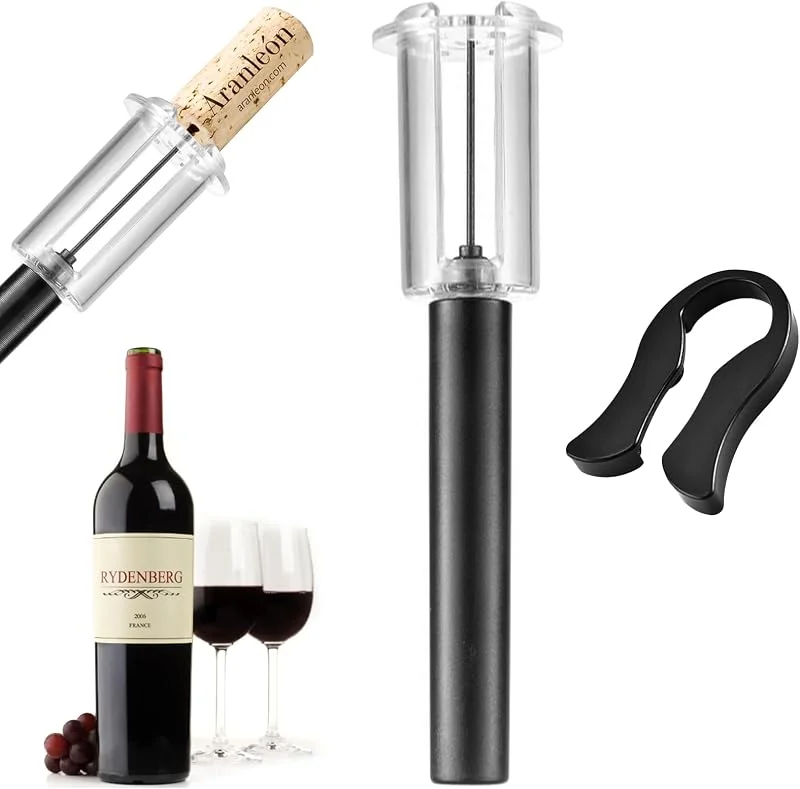 Visita la tienda de RICHDMI Sacacorchos Aire, Abridor de Vino y Botellas Con Cortador de Aluminio - Descapsulador, Air Pump Wine Opener - Práctico y Fácil de Llevar — Vino y mesa festiva