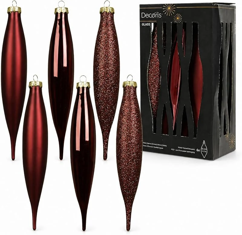 Kaemingk Adornos para árbol de Navidad (cristal, 14, 5 cm, 6 unidades), diseño de — Decoracion Navidad