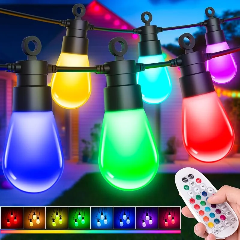 Light-Brightly Guirnaldas Luces Exterior Jardín Navidad - 21M Luces LED RGB de Colores Cambiantes, IP65 Impermeable Cadena Luz Bombillas con Control Remoto Iluminacion Lampadas Decoracion Para Terraza Patio Pergolas — Luces Navidad