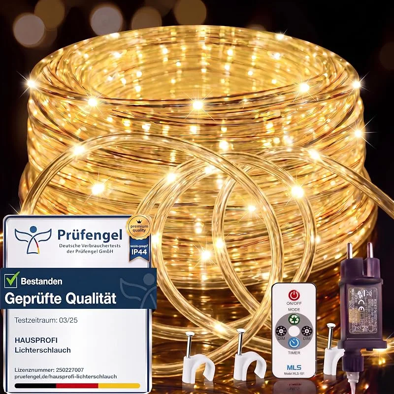 Visita la tienda de HAUSPROFI HAUSPROFI 50 m 1000 LED de luz para exteriores, luz blanca cálida, IP44, resistente al agua y regulable con mando a distancia, ideal para jardín, balcón y iluminación navideña, diámetro de 5 mm — Luces Navidad