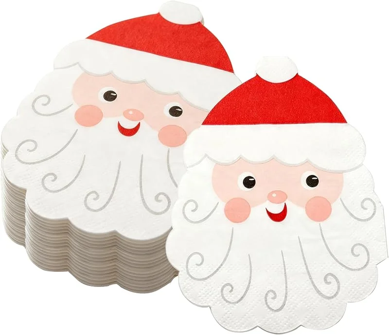 Crunier 20 Piezas Servilletas Navidad, Papá Noel Forma Servilletas de Papel — Adviento y mesa