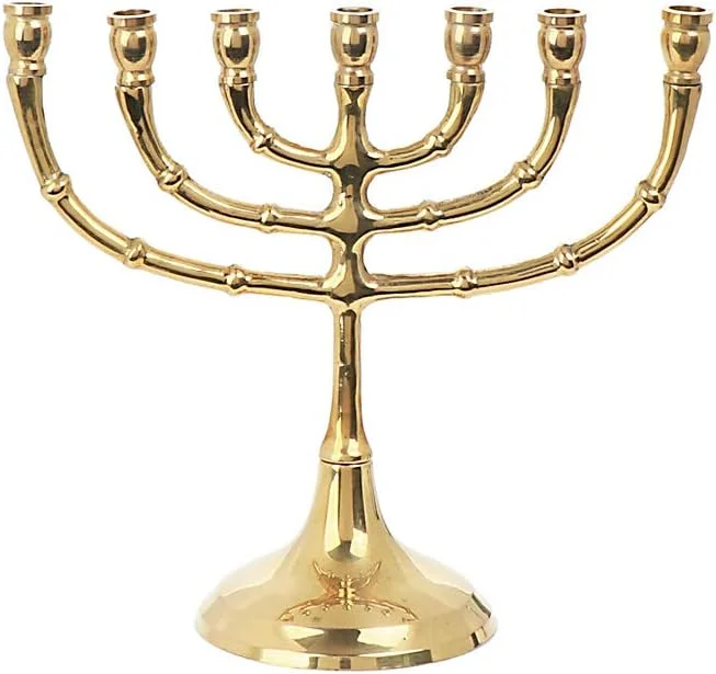 Visita la tienda de NKlaus NKlaus Menorah candelabro 7 brazos latón oro velas hasta Ø 1, 5cm candelabro altura: 15cm anchura menorah :18cm uso iglesia decoración 4034 — Cena a la luz de velas
