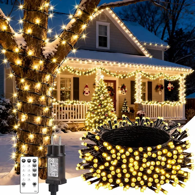 Light-Brightly Luces Arbol Navidad Exterior Interior - 25M LED Navidad Para Blanco Cálido — Luces Navidad