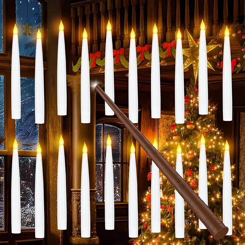 Visita la tienda de Tyreses Velas Flotantes con Varita, 20 Navidad velas Mágicas Floating Candles, Luces LED a Pilas Velas sin llama que Eléctrica Parpadeantes Decoración de Navidad, Bodas — Luces Navidad