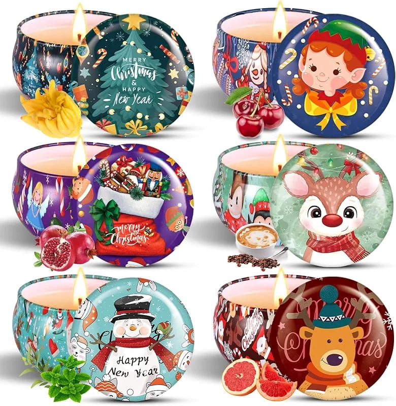 NCKIHRKK Velas Aromáticas Navidad, 6 Pack Cera de Soja Velas Navidad — Cena a la luz de velas
