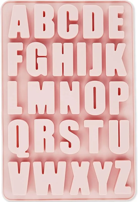 SZCXDKJ Moldes de letras de silicona grandes antiadherentes moldes de chocolate para caramelos de chocolate, molde reutilizable del alfabeto, moldes de cera derretida para fondant, azúcar, color rosa — Hogar y cocina